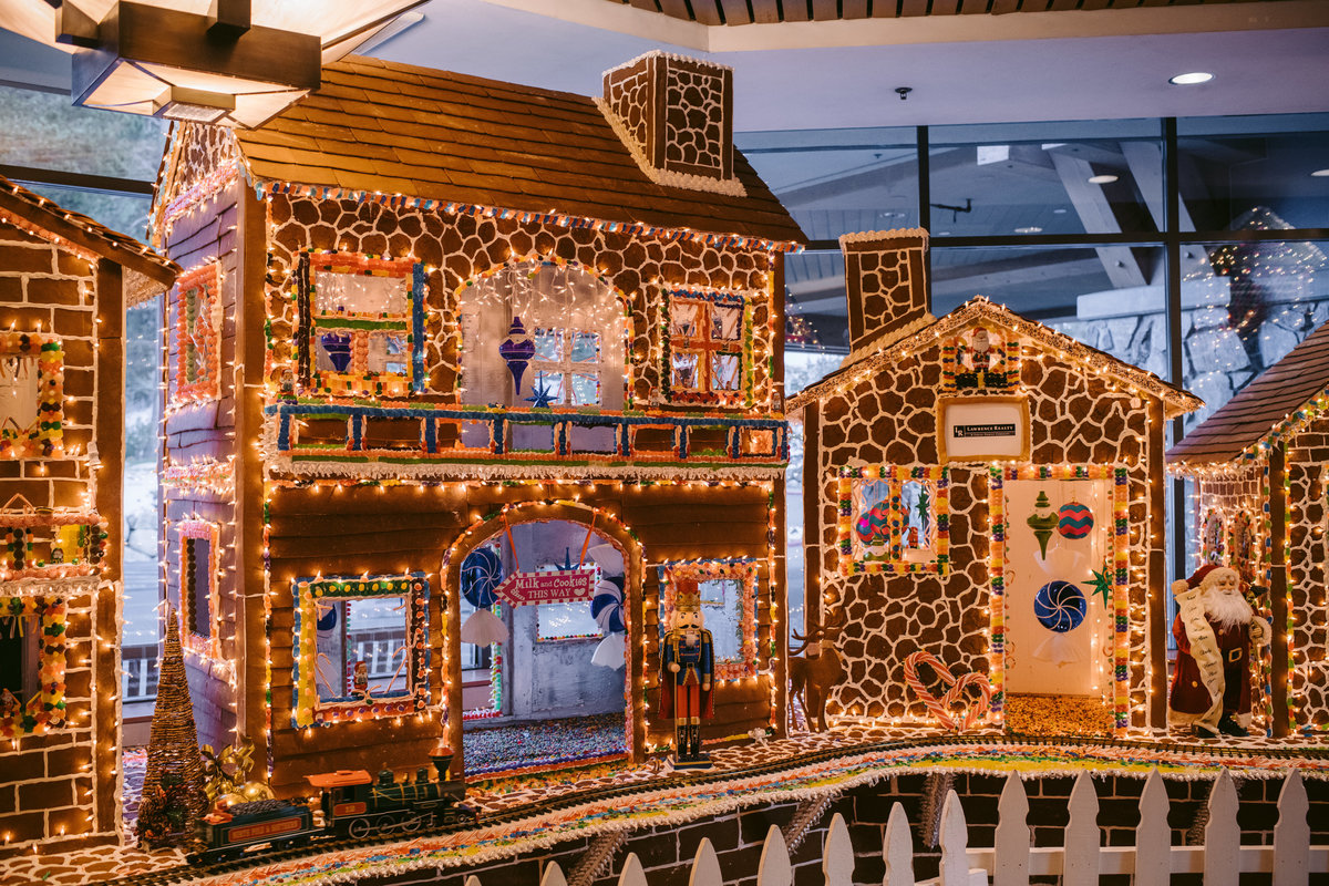 Lake Tahoe Wedding Planners winter wedding with gingerbread houses at venue The Resort at Squaw Creek, Lake Tahoe, Joy of Life Events image by Charleston Churchill