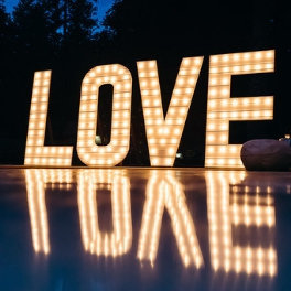 Grass Valley Wedding Planners wedding with large marque LOVE letters from Tin Roof Rentals at venue Empire Mine State Park Grass Valley,  Joy of Life Events image by Kris Holland Photography